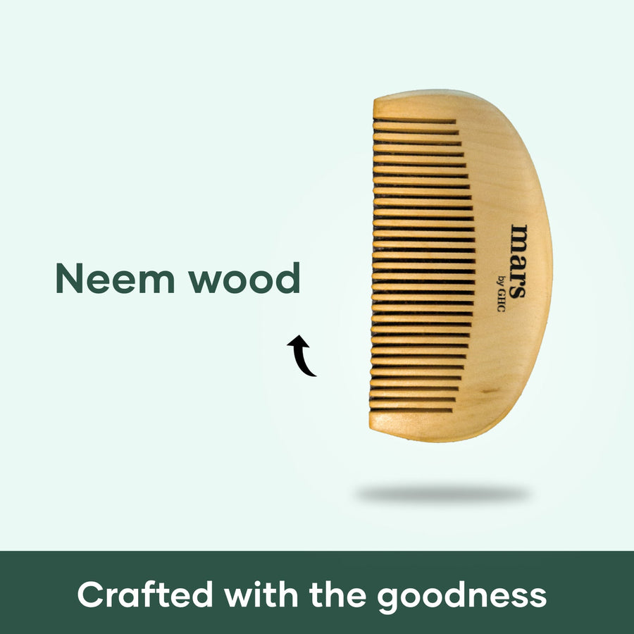 Wooden Beard Comb | Made With Neem Wood | Better Beard Shape | Pocket Size | Dandruff control Itch free beard